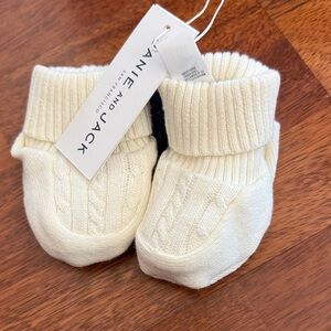 Janie and Jack Cream Knit Baby Booties